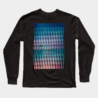 Pink/Blue Glitch #1 - Contemporary Exclusive Modern Design Long Sleeve T-Shirt